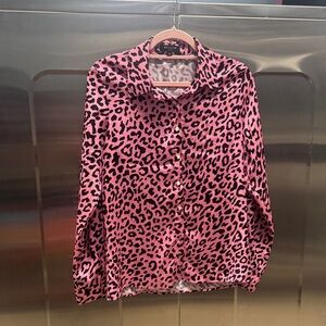 Beulah Pink and Black Animal Print Blouse